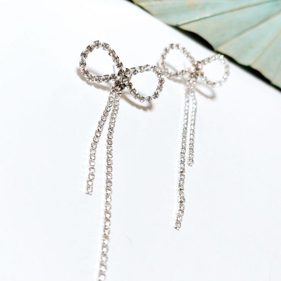 Diamond bow earrings #147 - Picture 2 of 5